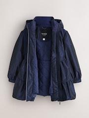 Baker by Ted Baker Navy Shower Resistant Tiered Skirt Raincoat - Image 11 of 20