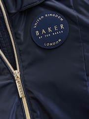 Baker by Ted Baker Navy Shower Resistant Tiered Skirt Raincoat - Image 15 of 20