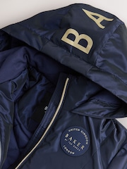 Baker by Ted Baker Navy Shower Resistant Tiered Skirt Raincoat - Image 16 of 20
