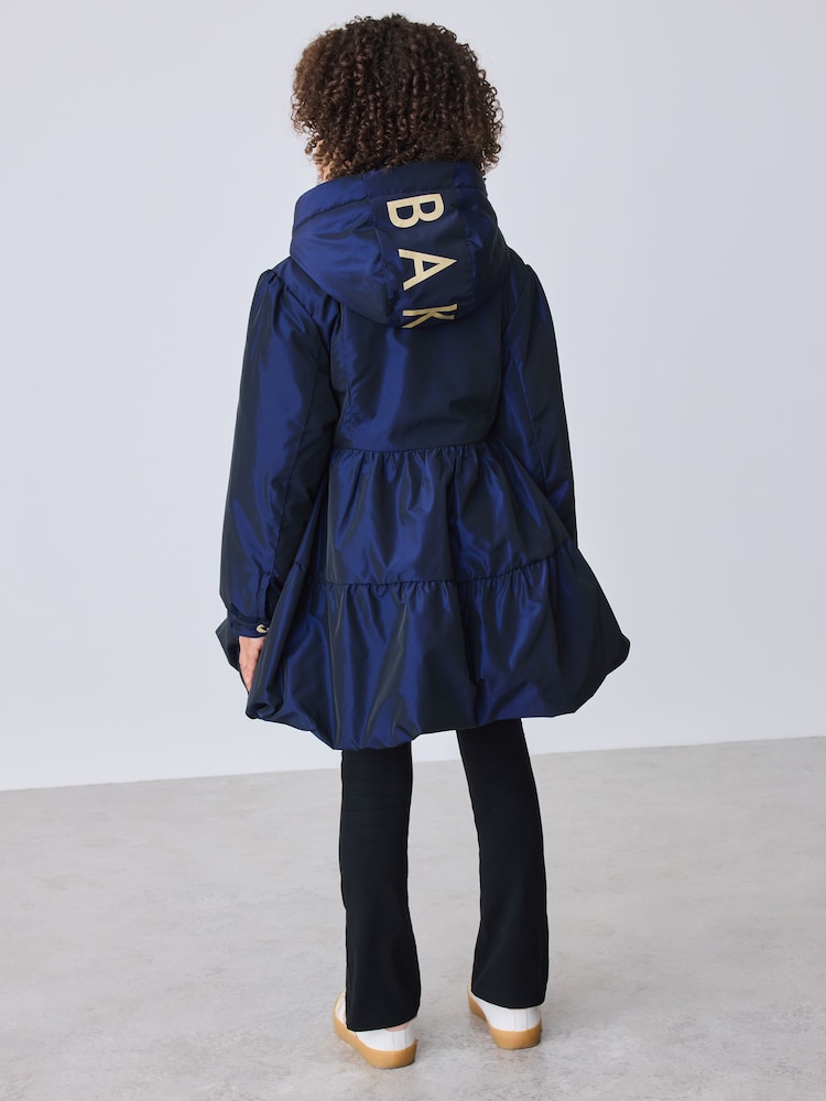 Baker by Ted Baker Navy Shower Resistant Tiered Skirt Raincoat - Image 2 of 20 Baker by Ted Baker Navy Shower Resistant Tiered Skirt Raincoat - Image 2 of 20