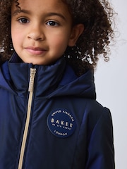 Baker by Ted Baker Navy Shower Resistant Tiered Skirt Raincoat - Image 3 of 20