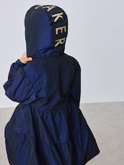 Baker by Ted Baker Navy Shower Resistant Tiered Skirt Raincoat - Image 4 of 20