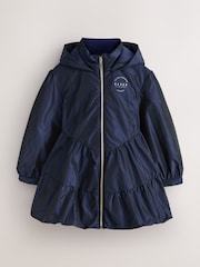 Baker by Ted Baker Navy Shower Resistant Tiered Skirt Raincoat - Image 9 of 20
