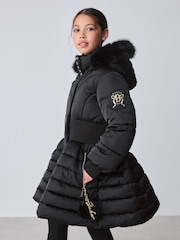 Baker by Ted Baker Shower Resistant Skirted Padded Black Coat - Image 2 of 22