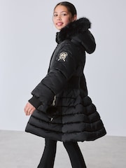 Baker by Ted Baker Shower Resistant Skirted Padded Black Coat - Image 3 of 22
