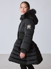 Baker by Ted Baker Shower Resistant Skirted Padded Black Coat - Image 4 of 22