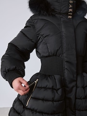 Baker by Ted Baker Shower Resistant Skirted Padded Black Coat - Image 7 of 22