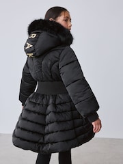 Baker by Ted Baker Shower Resistant Skirted Padded Black Coat - Image 8 of 22