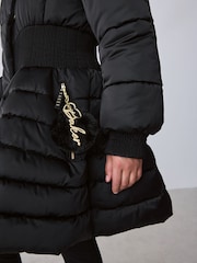 Baker by Ted Baker Shower Resistant Skirted Padded Black Coat - Image 9 of 22