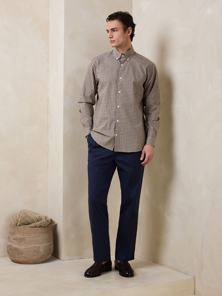 Green/Pink Regular Fit N. Premium 100% Cotton Smart Check Long Sleeve Shirt - Image 2 of 9