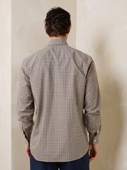 Green/Pink Regular Fit N. Premium 100% Cotton Smart Check Long Sleeve Shirt - Image 3 of 9