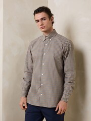 Green/Pink Regular Fit N. Premium 100% Cotton Smart Check Long Sleeve Shirt - Image 4 of 9