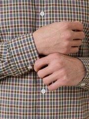 Green/Pink Regular Fit N. Premium 100% Cotton Smart Check Long Sleeve Shirt - Image 6 of 9