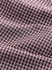 Burgundy Red Mini Check Regular Fit Easy Iron Button Down Short Sleeve Oxford Shirt - Image 7 of 8