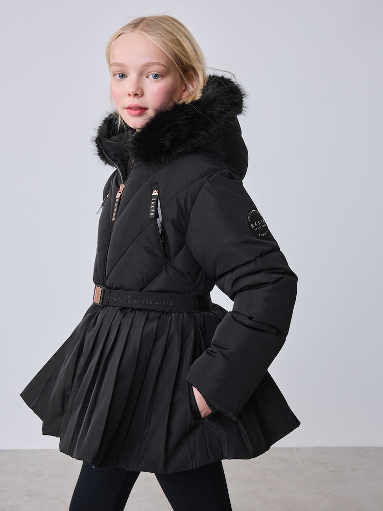 Baker by Ted Baker Shower Resistant Short Belted Pleat Skirt Coat - Image 2 of 22 Baker by Ted Baker Shower Resistant Short Belted Pleat Skirt Coat - Image 2 of 22