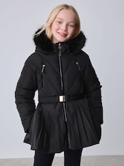 Baker by Ted Baker Shower Resistant Short Belted Pleat Skirt Coat - Image 4 of 22