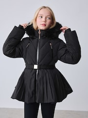 Baker by Ted Baker Shower Resistant Short Belted Pleat Skirt Coat - Image 5 of 22