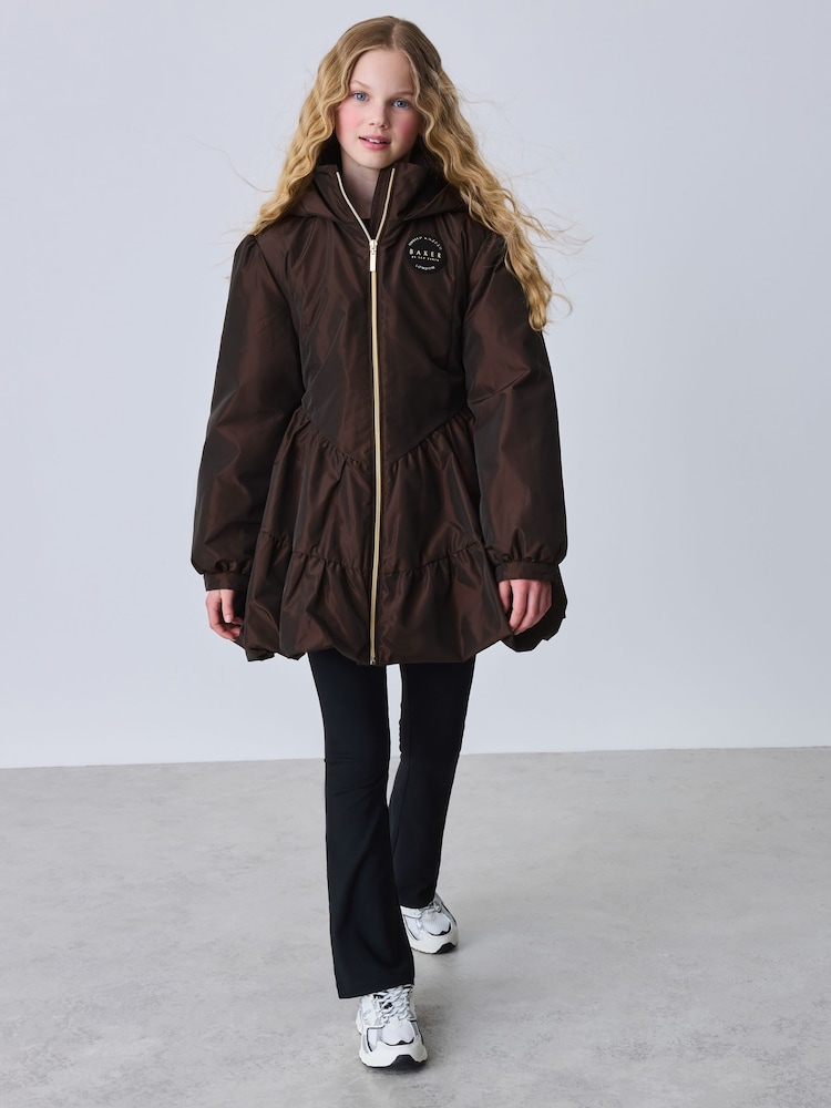 Baker by Ted Baker Brown Shower Resistant Tiered Skirt Raincoat - Image 1 of 19 Baker by Ted Baker Brown Shower Resistant Tiered Skirt Raincoat - Image 1 of 19