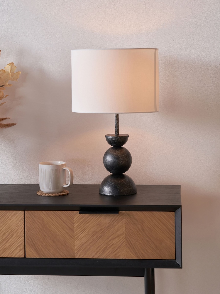 Pacific Graphite Vala Metal Textured Effect Ball Table Lamp - Image 1 of 4 Pacific Graphite Vala Metal Textured Effect Ball Table Lamp - Image 1 of 4