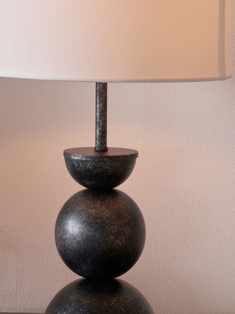 Pacific Graphite Vala Metal Textured Effect Ball Table Lamp - Image 2 of 4 Pacific Graphite Vala Metal Textured Effect Ball Table Lamp - Image 2 of 4
