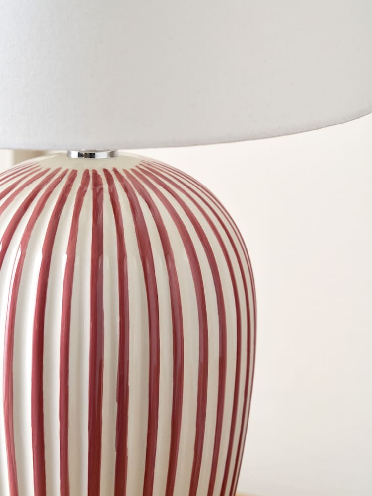 Pacific Mulberry Cannes Stripe Ceramic Table Lamp - Image 2 of 5 Pacific Mulberry Cannes Stripe Ceramic Table Lamp - Image 2 of 5