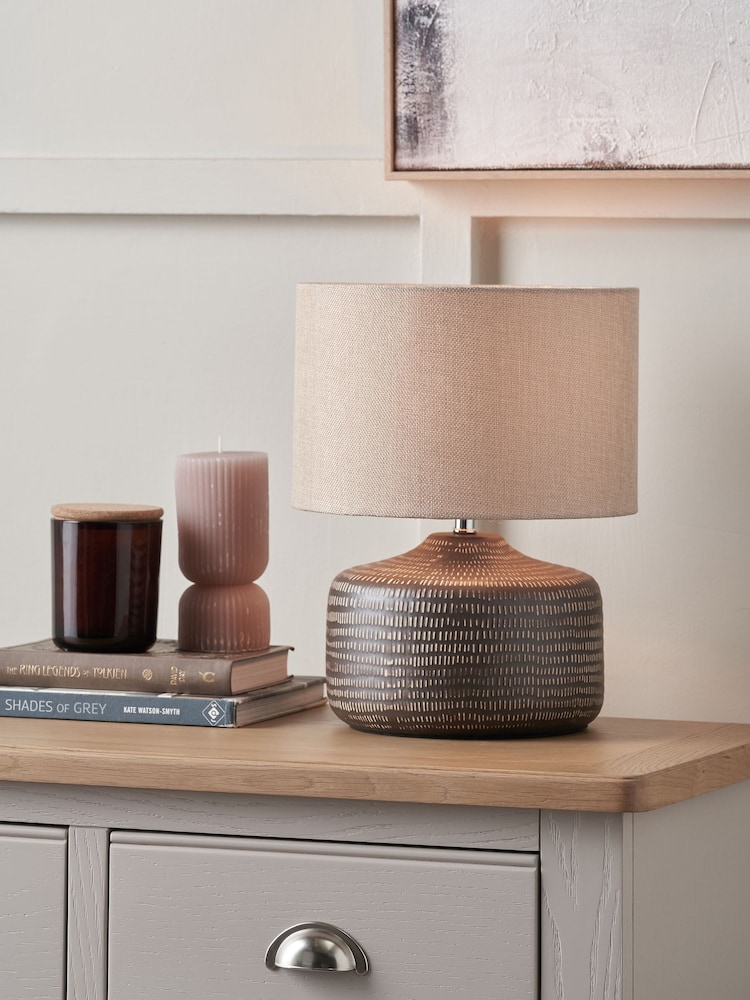 Pacific Earth Kai Textured Ceramic Table Lamp - Image 1 of 5 Pacific Earth Kai Textured Ceramic Table Lamp - Image 1 of 5