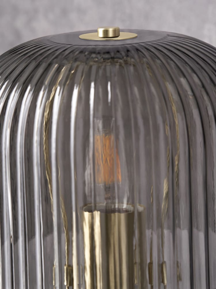 Pacific Grey Zandra Ribbed Glass Table Lamp - Image 2 of 6 Pacific Grey Zandra Ribbed Glass Table Lamp - Image 2 of 6