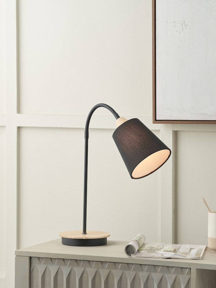 Pacific Black Juna Metal and Wood Table Lamp - Image 1 of 6 Pacific Black Juna Metal and Wood Table Lamp - Image 1 of 6
