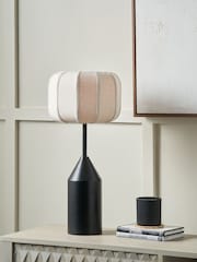 Pacific Black Oscar Metal and Linen Structured Table Lamp - Image 1 of 5