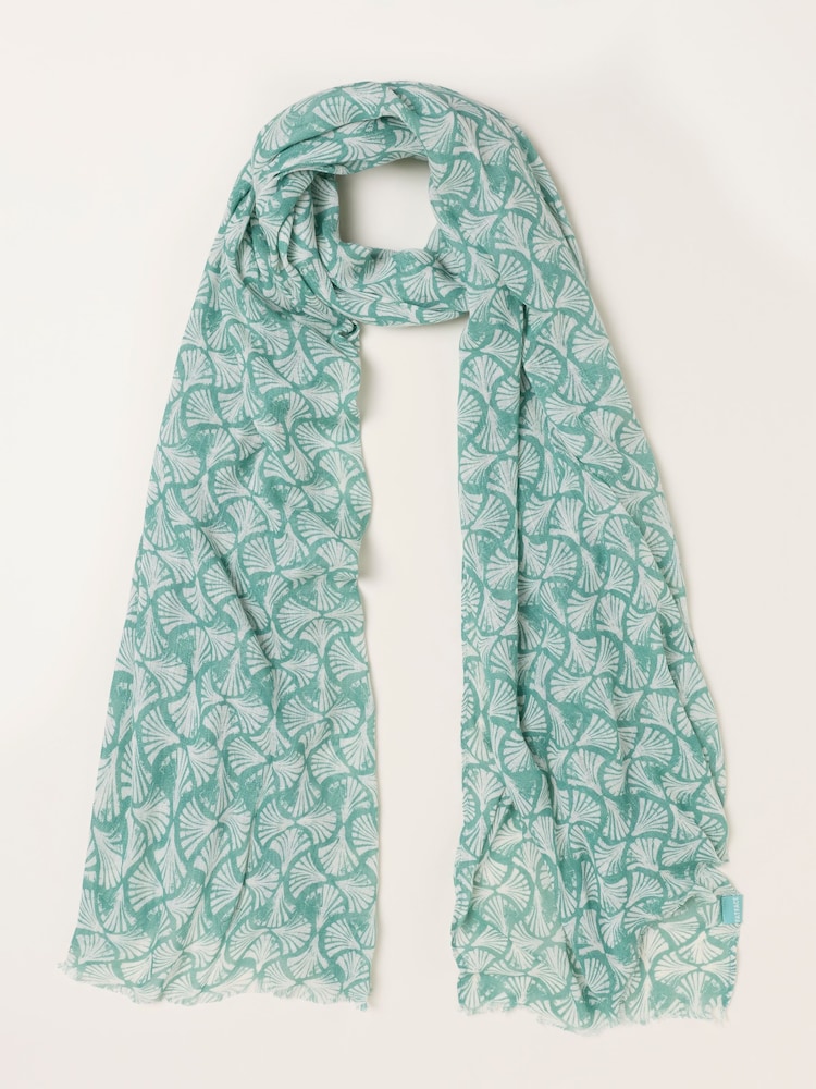 FatFace Green Shell Printed Lightweight Scarf - Image 1 of 2