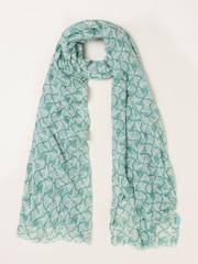 FatFace Green Shell Printed Lightweight Scarf - Image 3 of 4