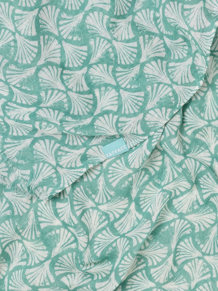 FatFace Green Shell Printed Lightweight Scarf - Image 4 of 4