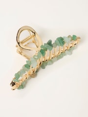 FatFace Green Metal Stone Claw Clip - Image 3 of 4