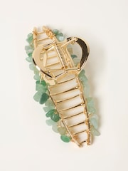 FatFace Green Metal Stone Claw Clip - Image 4 of 4