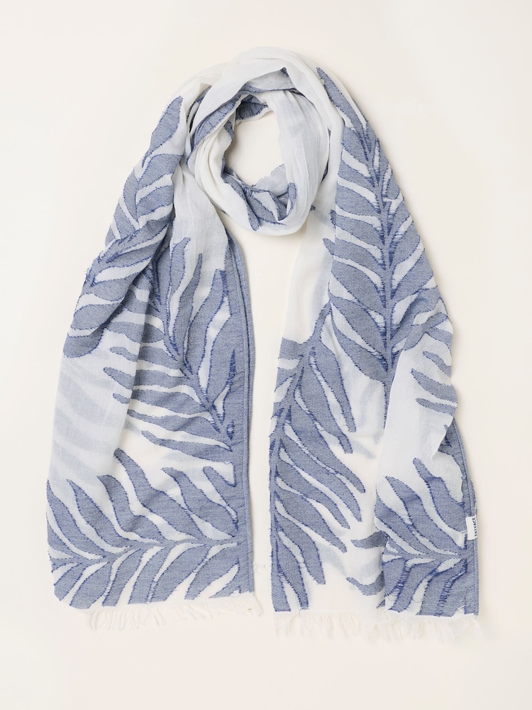 FatFace Ivory Leaf Jacquard Scarf - Image 1 of 2