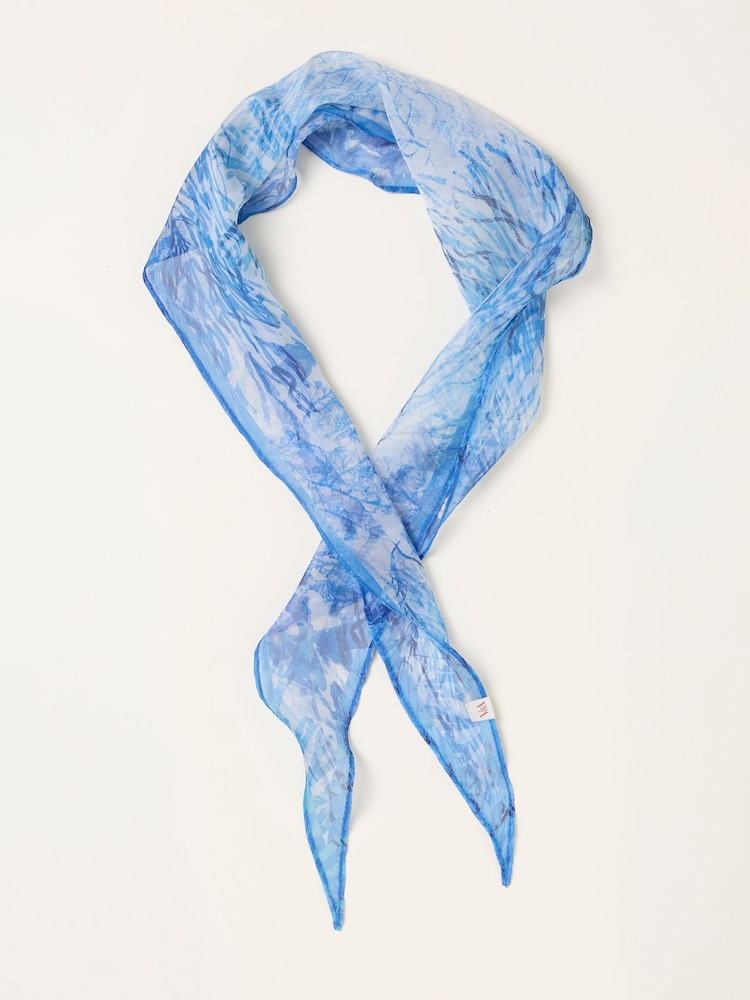 FatFace Blue Seaweed Cabinet Printed Hair Scarf - Image 1 of 3