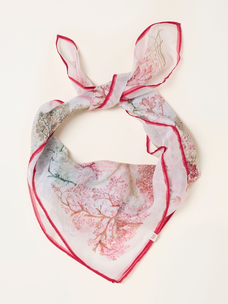FatFace Ivory Kilburn Seaweed Printed Hair Scarf - Image 1 of 3