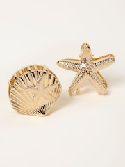 FatFace Gold Tone 2 Pack Metal Starfish Shell Claw Clips - Image 3 of 4