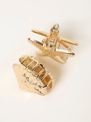 FatFace Gold Tone 2 Pack Metal Starfish Shell Claw Clips - Image 4 of 4