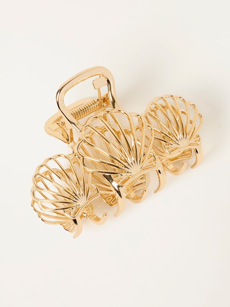 FatFace Gold Tone Metal Shell Claw Clip - Image 1 of 2