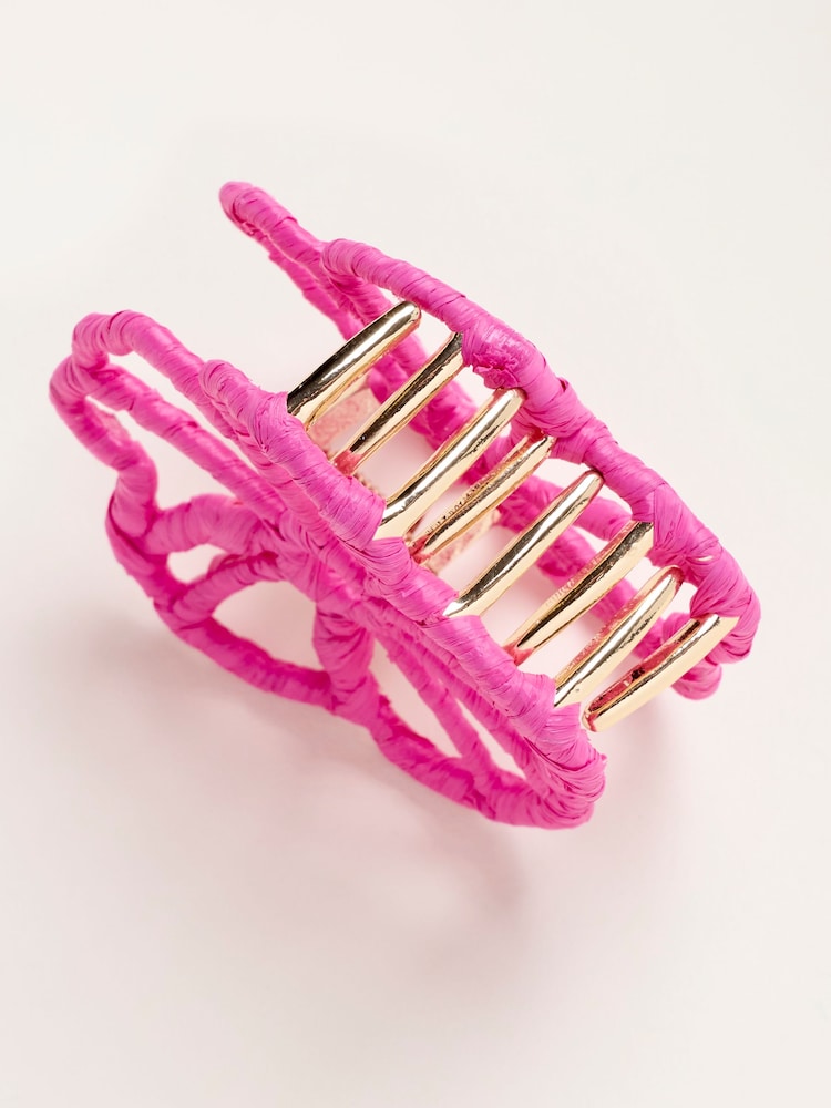 FatFace Pink Flower Wrapped Claw Clip - Image 4 of 4 FatFace Pink Flower Wrapped Claw Clip - Image 4 of 4