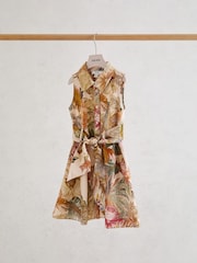 Reiss Neutral Morgan 13-14 yrs Floral-Print Belted Shirt Dress - Image 2 of 3