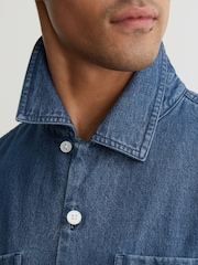 Reiss Mendel Monogram-Embossed Relaxed Denim Shirt - تصویر 6 از 8