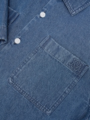 Reiss Mendel Monogram-Embossed Relaxed Denim Shirt - تصویر 8 از 8