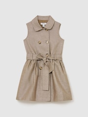 Reiss Bronze Diana 13-14 yrs Cotton-Blend Metallic-Weave Shirt Dress - Image 3 of 3