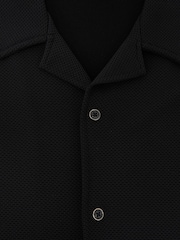 Reiss Black Cedric Textured Cuban-Collar Shirt - Image 6 of 6