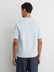 Reiss Soft Blue Wandsworth Stitch-Detail Cuban-Collar Knit Shirt - Image 5 of 6