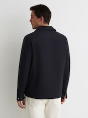 Reiss Navy Oshei Technical Quilted Zip-Front Overshirt - Image 4 of 6