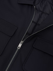 Reiss Navy Oshei Technical Quilted Zip-Front Overshirt - Image 6 of 6