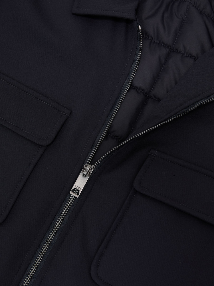 Reiss Navy Oshei Technical Quilted Zip-Front Overshirt - Image 6 of 6